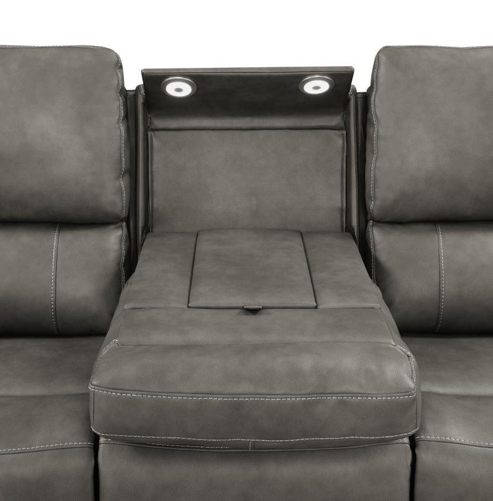 Brickston - 3 Piece Triple Power Reclining Sofa Set - Charcoal 3 - Piece Living Room Set modern furniture Contempo Furniture