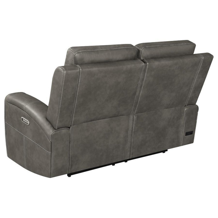 Brickston - Triple Power Reclining Loveseat - Charcoal Reclining Loveseat modern furniture Contempo Furniture