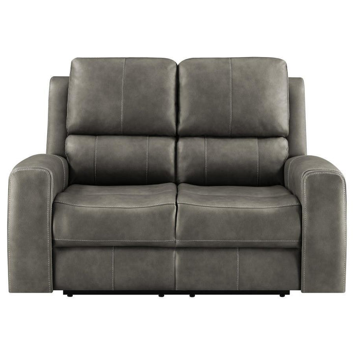 Brickston - Triple Power Reclining Loveseat - Charcoal Reclining Loveseat modern furniture Contempo Furniture