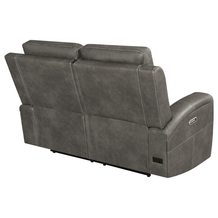 Brickston - Triple Power Reclining Loveseat - Charcoal Reclining Loveseat modern furniture Contempo Furniture