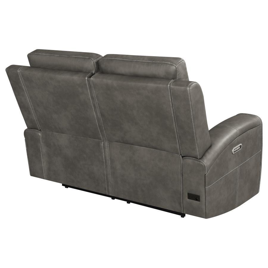 Brickston - Triple Power Reclining Loveseat - Charcoal Reclining Loveseat modern furniture Contempo Furniture