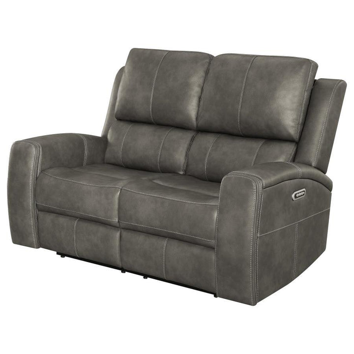 Brickston - Triple Power Reclining Loveseat - Charcoal Reclining Loveseat modern furniture Contempo Furniture