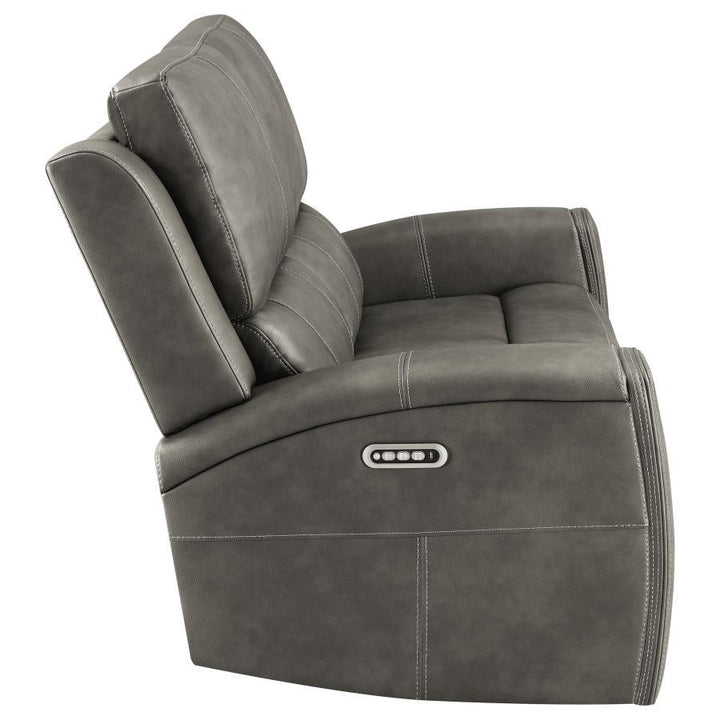 Brickston - Triple Power Reclining Loveseat - Charcoal Reclining Loveseat modern furniture Contempo Furniture
