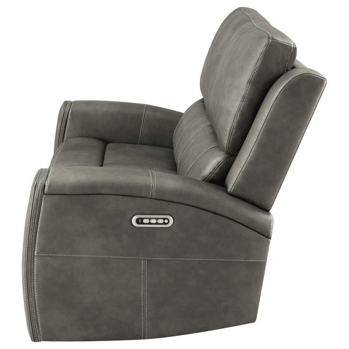 Brickston - Triple Power Reclining Loveseat - Charcoal Reclining Loveseat modern furniture Contempo Furniture