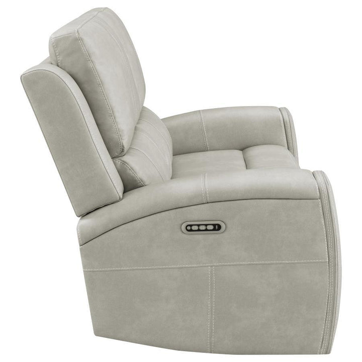 Brickston - Triple Power Reclining Loveseat - Gray Reclining Loveseat modern furniture Contempo Furniture