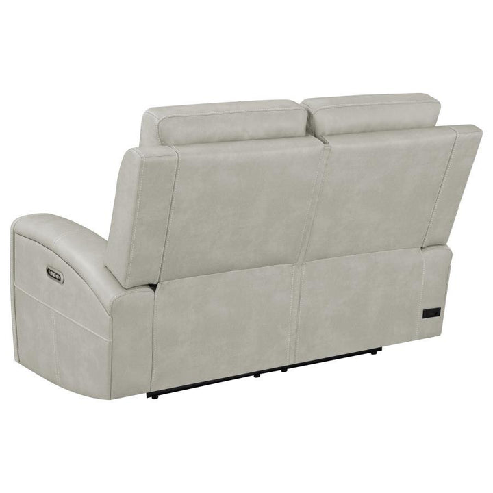 Brickston - Triple Power Reclining Loveseat - Gray Reclining Loveseat modern furniture Contempo Furniture