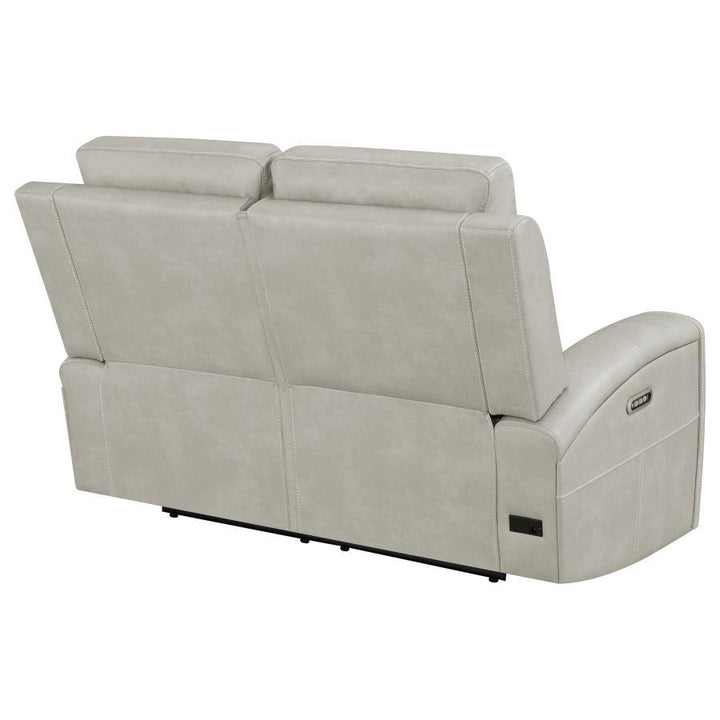 Brickston - Triple Power Reclining Loveseat - Gray Reclining Loveseat modern furniture Contempo Furniture