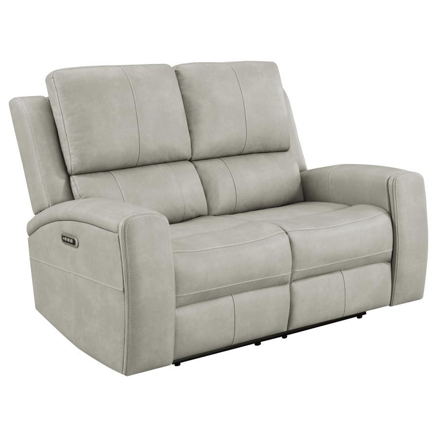 Brickston - Triple Power Reclining Loveseat - Gray Reclining Loveseat modern furniture Contempo Furniture