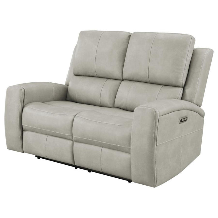 Brickston - Triple Power Reclining Loveseat - Gray Reclining Loveseat modern furniture Contempo Furniture
