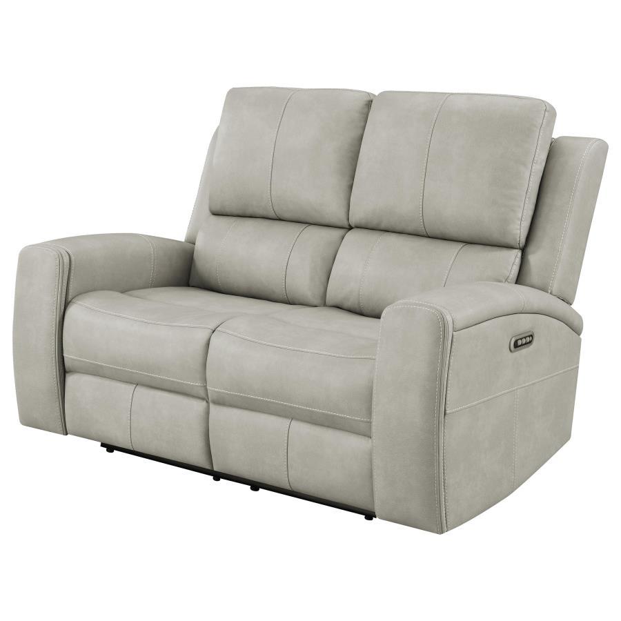 Brickston - Triple Power Reclining Loveseat - Gray Reclining Loveseat modern furniture Contempo Furniture