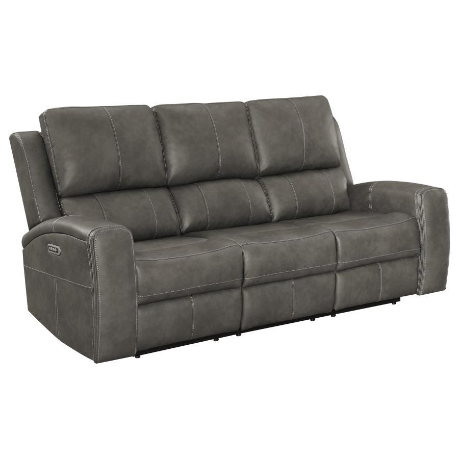 Brickston - Triple Power Reclining Sofa - Charcoal Power Reclining Sofa modern furniture Contempo Furniture