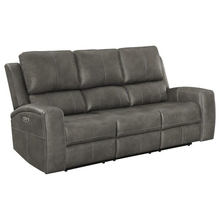 Brickston - Triple Power Reclining Sofa - Charcoal Power Reclining Sofa modern furniture Contempo Furniture