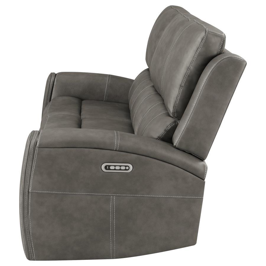 Brickston - Triple Power Reclining Sofa - Charcoal Power Reclining Sofa modern furniture Contempo Furniture