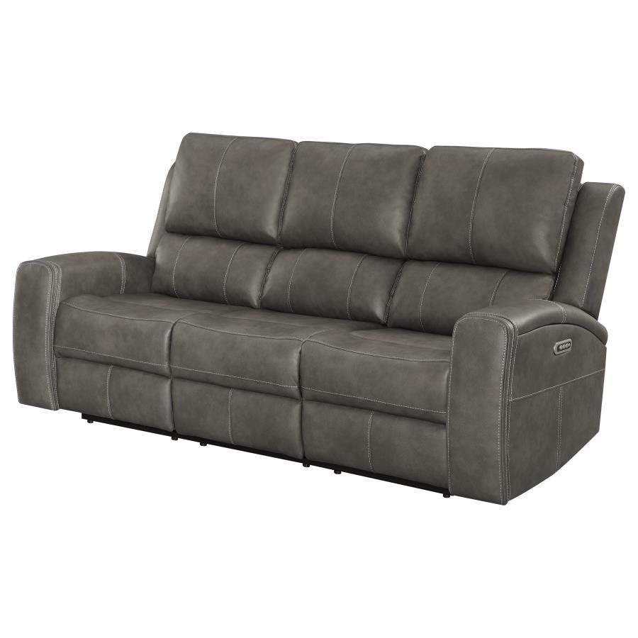 Brickston - Triple Power Reclining Sofa - Charcoal Power Reclining Sofa modern furniture Contempo Furniture