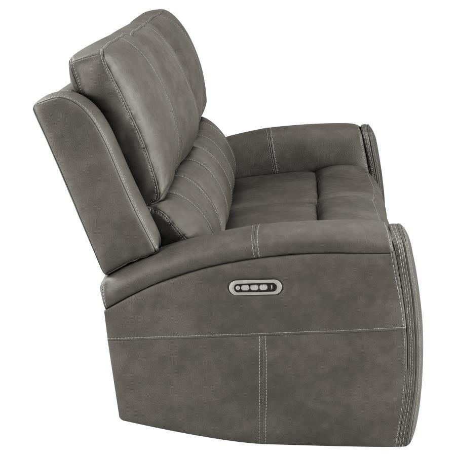 Brickston - Triple Power Reclining Sofa - Charcoal Power Reclining Sofa modern furniture Contempo Furniture