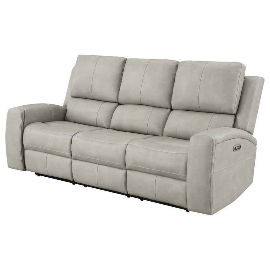 Brickston - Triple Power Reclining Sofa - Gray Power Reclining Sofa modern furniture Contempo Furniture