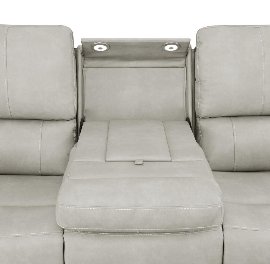 Brickston - Triple Power Reclining Sofa - Gray Power Reclining Sofa modern furniture Contempo Furniture