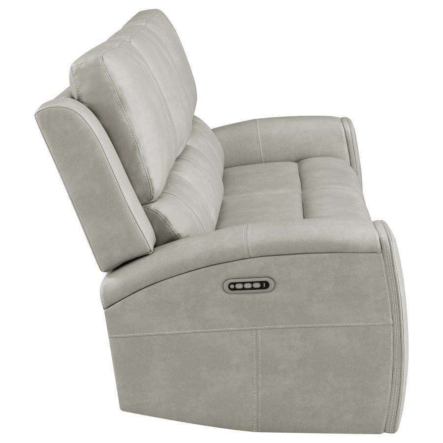 Brickston - Triple Power Reclining Sofa - Gray Power Reclining Sofa modern furniture Contempo Furniture