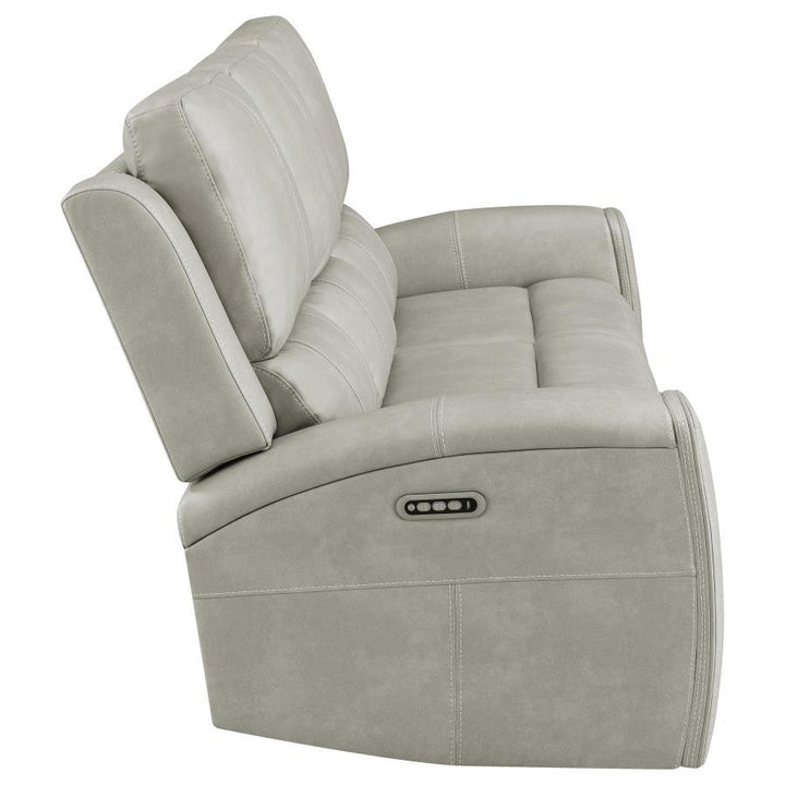 Brickston - Triple Power Reclining Sofa - Gray Power Reclining Sofa modern furniture Contempo Furniture