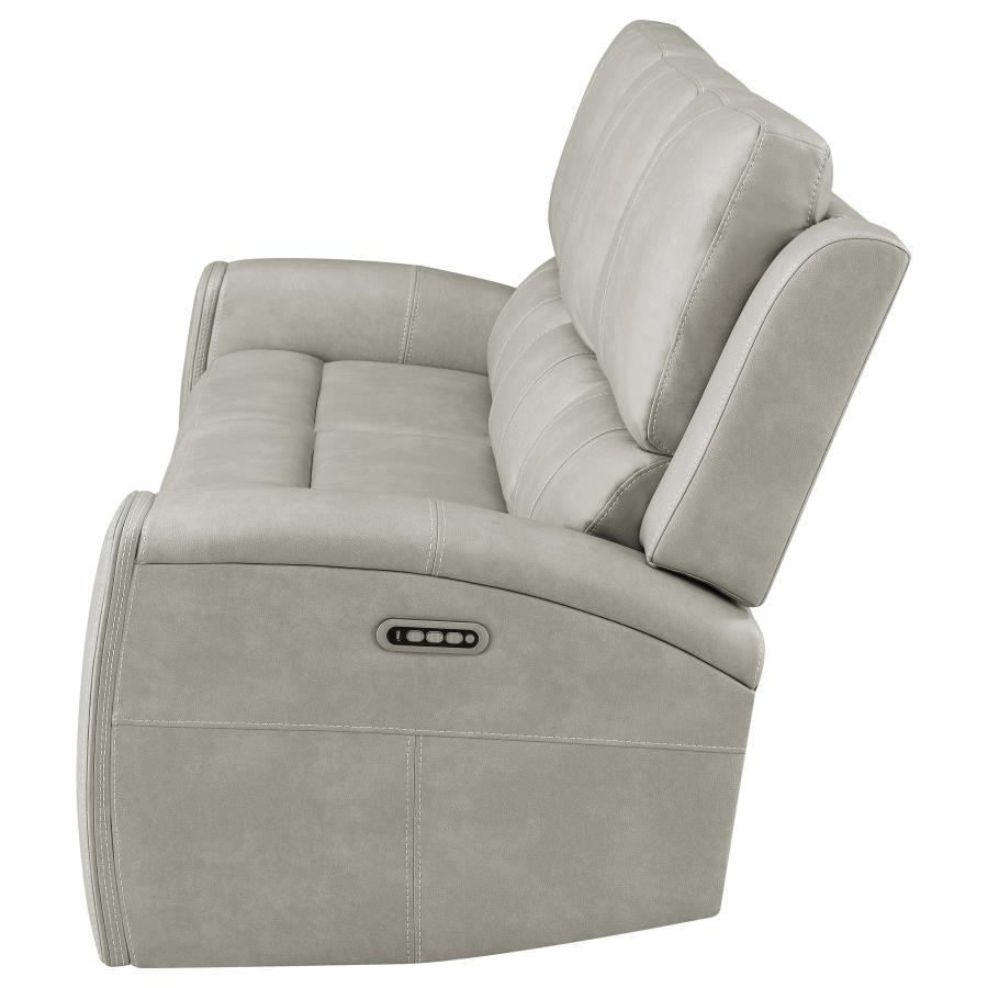 Brickston - Triple Power Reclining Sofa - Gray Power Reclining Sofa modern furniture Contempo Furniture