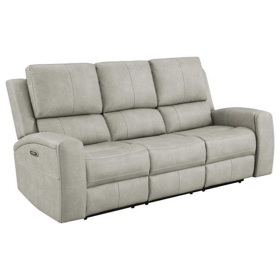 Brickston - Triple Power Reclining Sofa - Gray Power Reclining Sofa modern furniture Contempo Furniture