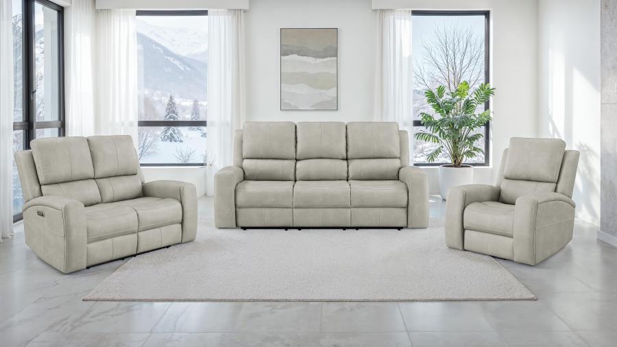 Brickston - Triple Power Reclining Sofa - Gray Power Reclining Sofa modern furniture Contempo Furniture