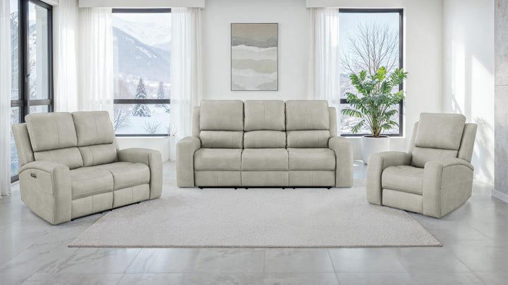 Brickston - Triple Power Reclining Sofa - Gray Power Reclining Sofa modern furniture Contempo Furniture