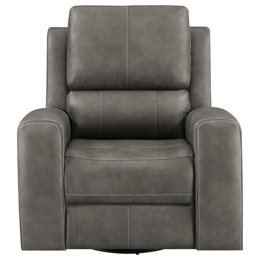 Brickston - Triple Power Swivel Glider Recliner - Charcoal Swivel Glider Chair modern furniture Contempo Furniture