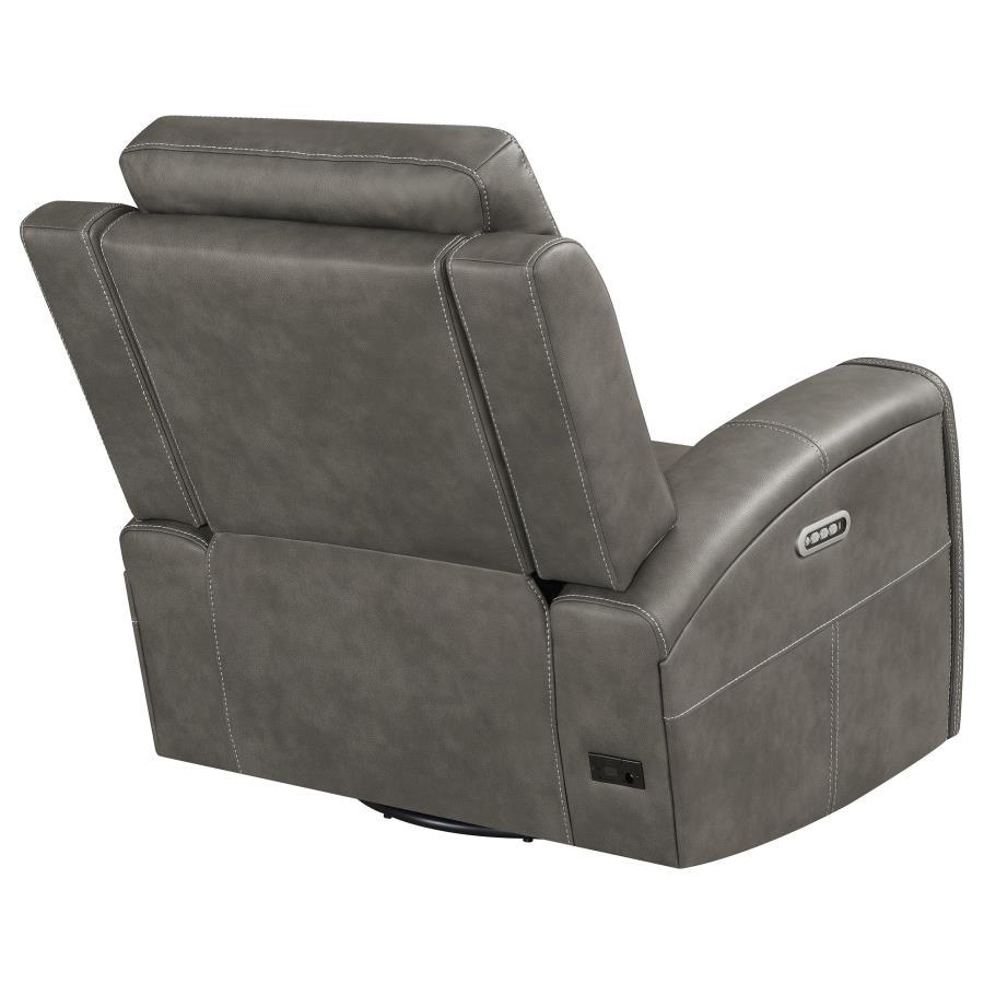 Brickston - Triple Power Swivel Glider Recliner - Charcoal Swivel Glider Chair modern furniture Contempo Furniture