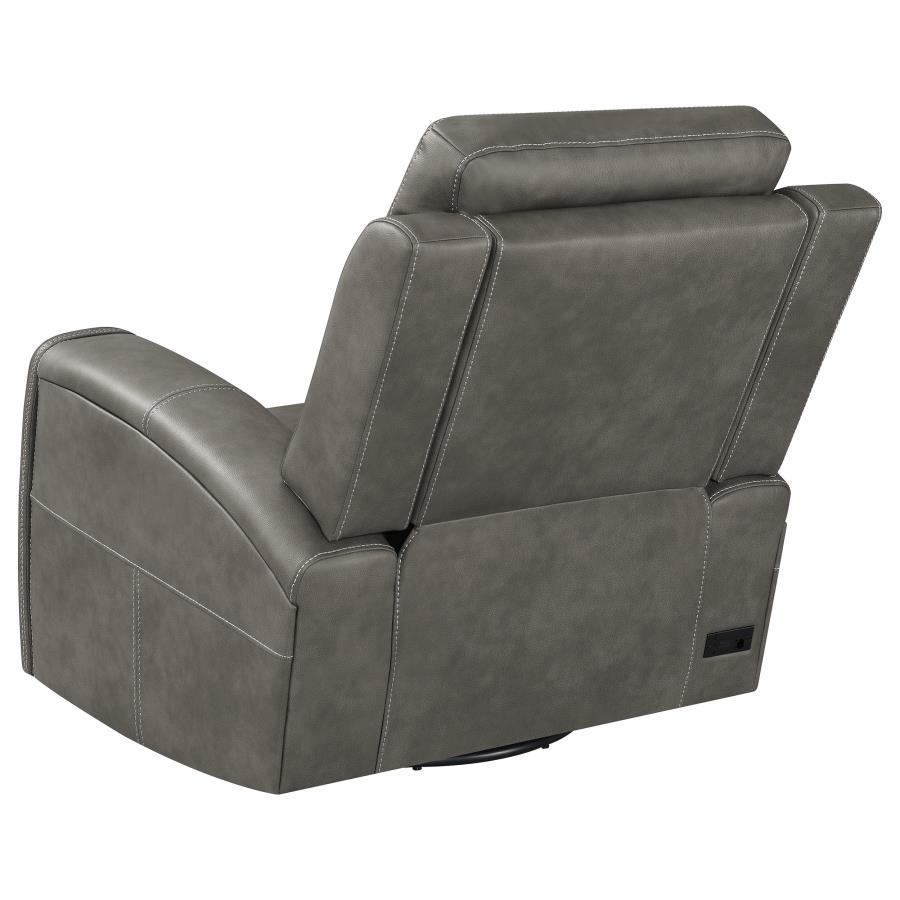 Brickston - Triple Power Swivel Glider Recliner - Charcoal Swivel Glider Chair modern furniture Contempo Furniture