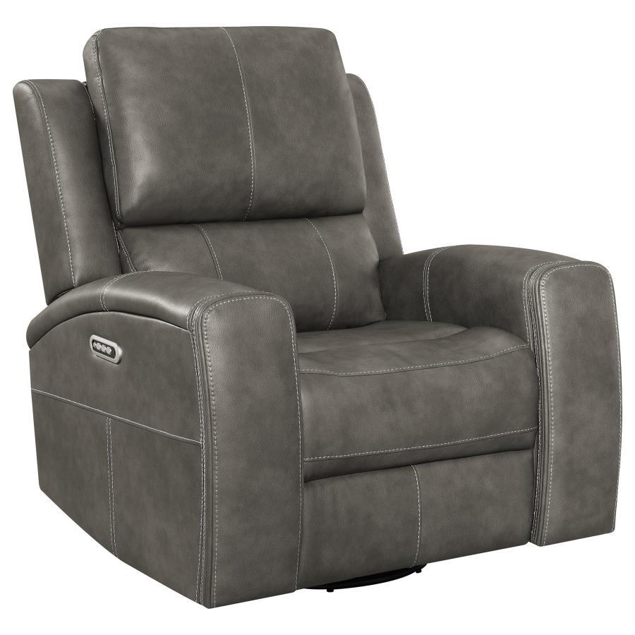 Brickston - Triple Power Swivel Glider Recliner - Charcoal Swivel Glider Chair modern furniture Contempo Furniture