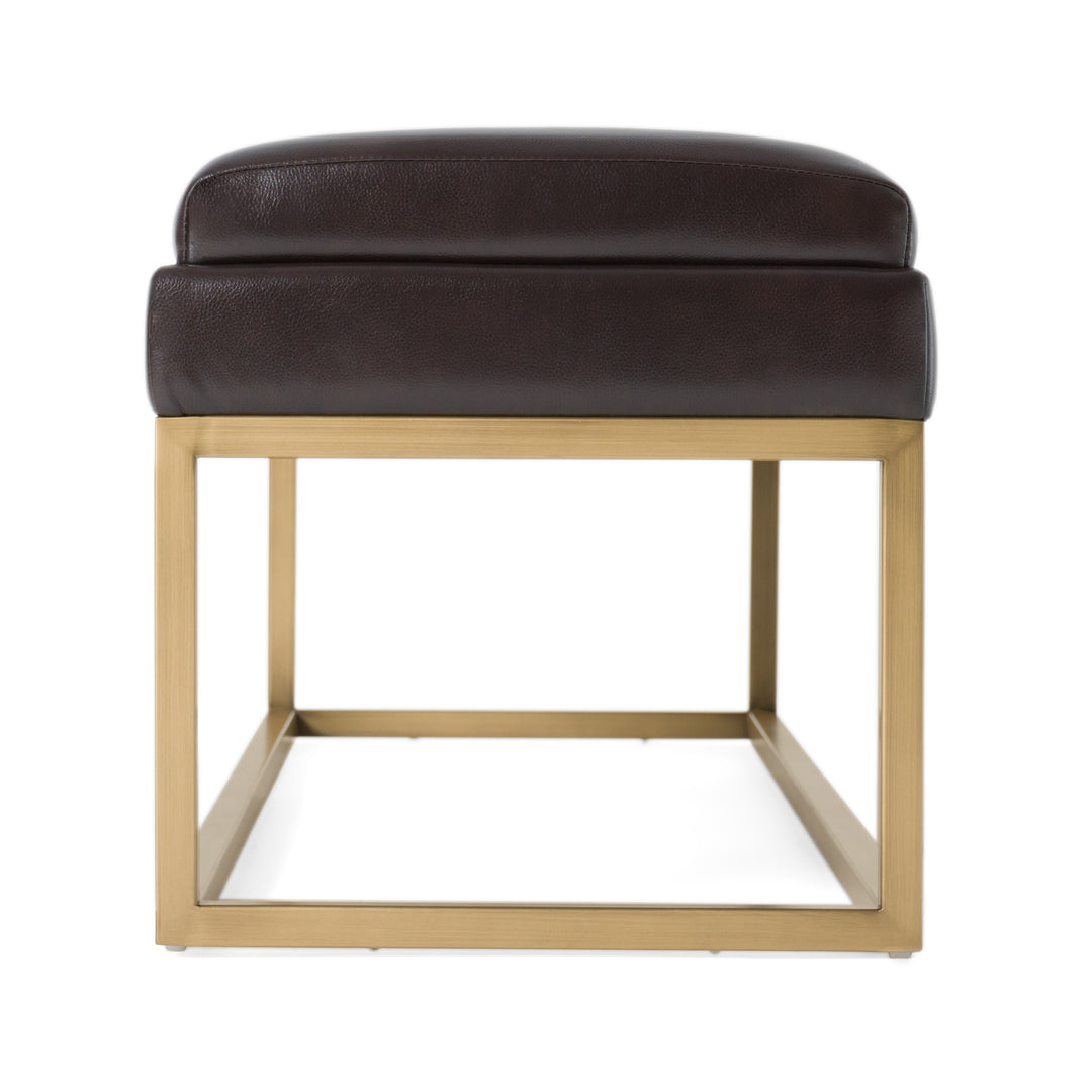 Bridger - Modern Brown Vegan Leather + Brass Dining Bench