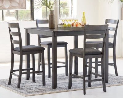 Bridson Counter Height Dining Table and Bar Stools (Set of 5) - Gray 5 Piece Dining Room Set modern furniture Contempo Furniture