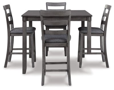 Bridson Counter Height Dining Table and Bar Stools (Set of 5) - Gray 5 Piece Dining Room Set modern furniture Contempo Furniture