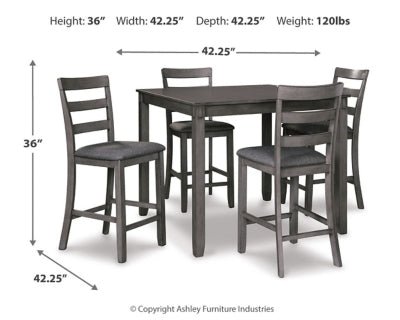 Bridson Counter Height Dining Table and Bar Stools (Set of 5) - Gray 5 Piece Dining Room Set modern furniture Contempo Furniture