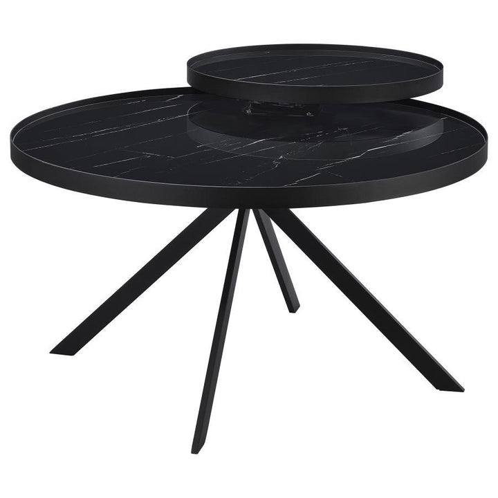Briggs - 2 Piece Round Coffee And End Table Set - Black Coffee Table Set modern furniture Contempo Furniture