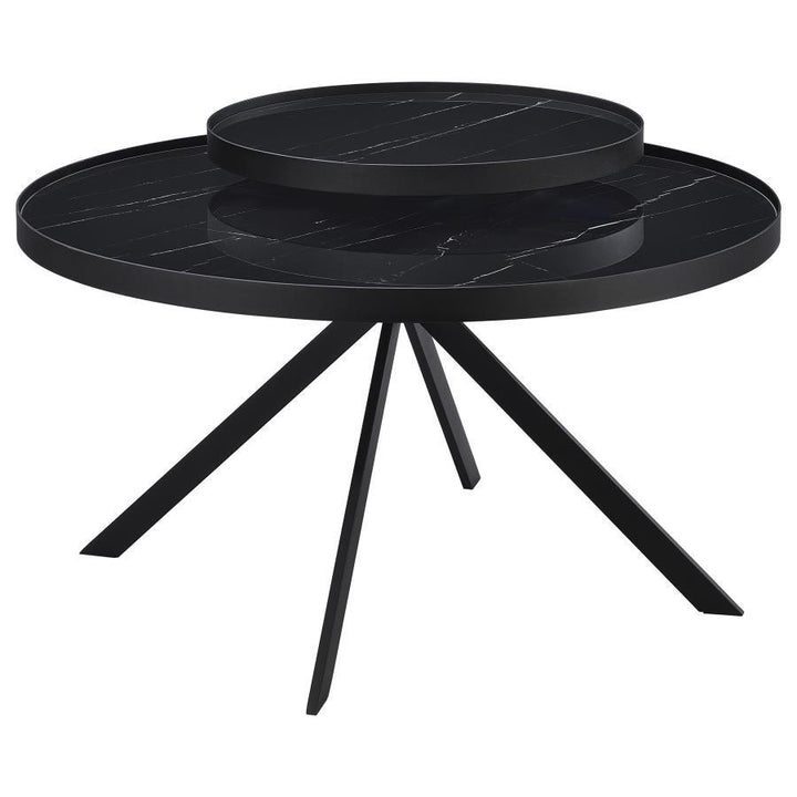 Briggs - 2 Piece Round Coffee And End Table Set - Black Coffee Table Set modern furniture Contempo Furniture