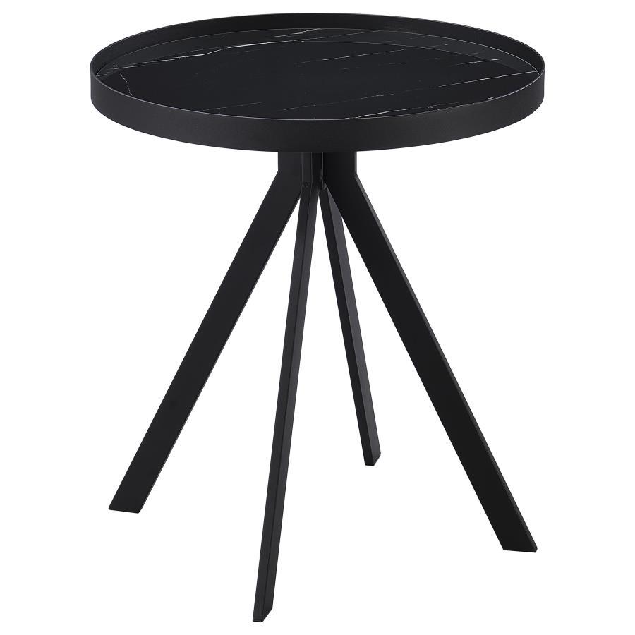 Briggs - 2 Piece Round Coffee And End Table Set - Black Coffee Table Set modern furniture Contempo Furniture