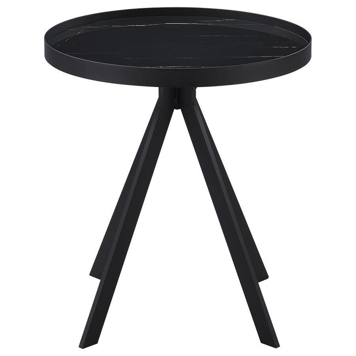 Briggs - 3 Piece Round Coffee And End Table Set - Black Coffee Table Set modern furniture Contempo Furniture
