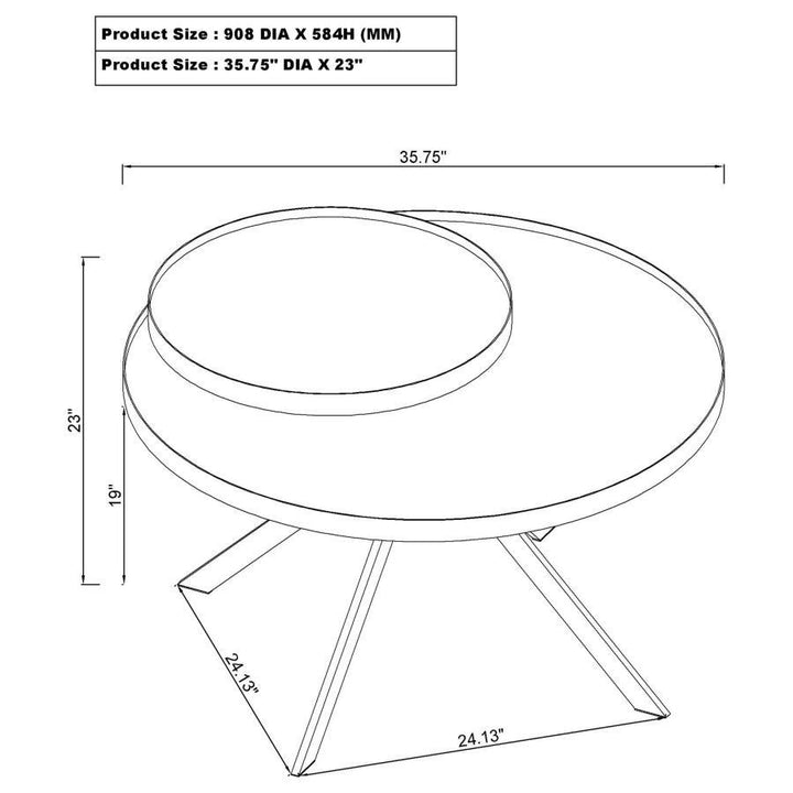 Briggs - Round Marble Printed Glass Top Coffee Table - White Coffee Table modern furniture Contempo Furniture