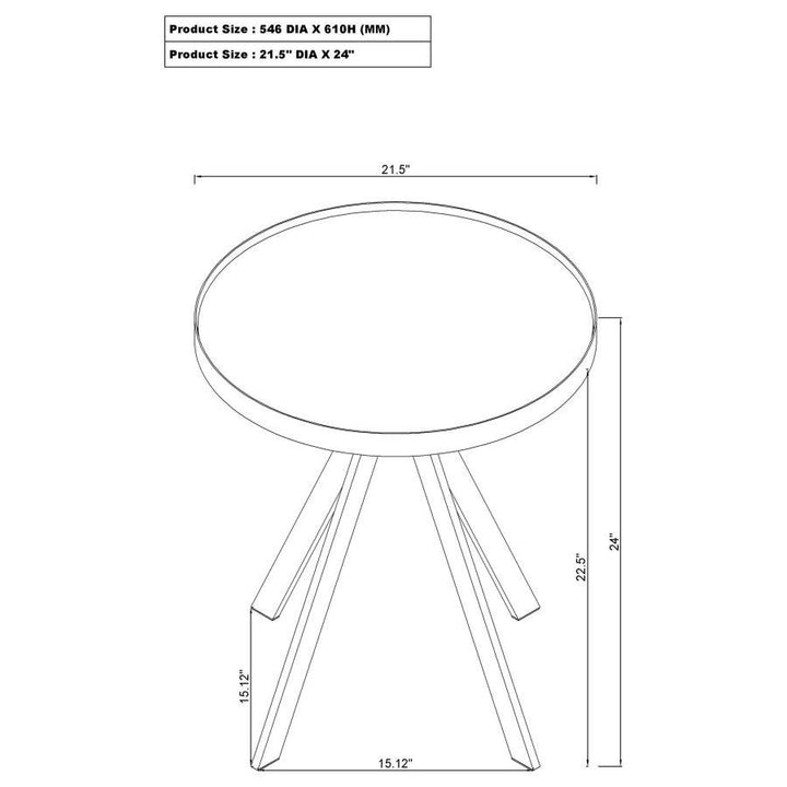 Briggs - Round Marble Printed Glass Top End Side Table - White End Table modern furniture Contempo Furniture
