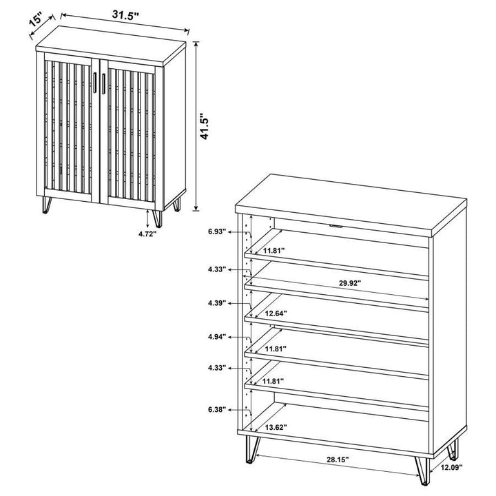 Brixton - 2 - Door Entryway Shoe Storage Cabinets White Oak Accent Cabinet modern furniture Contempo Furniture