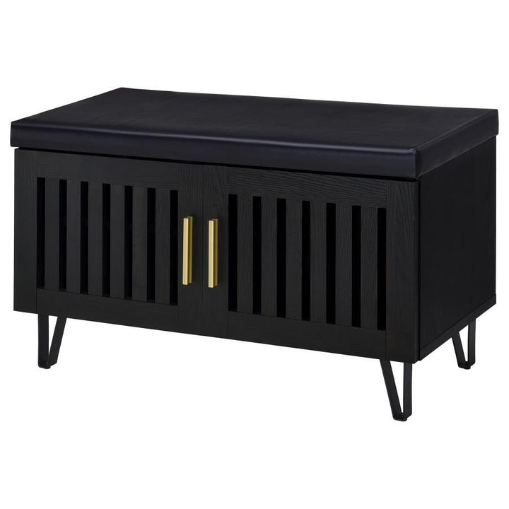 Brixton - 2 - Door Padded Entryway Shoe Storage Bench - Black Storage Bench modern furniture Contempo Furniture