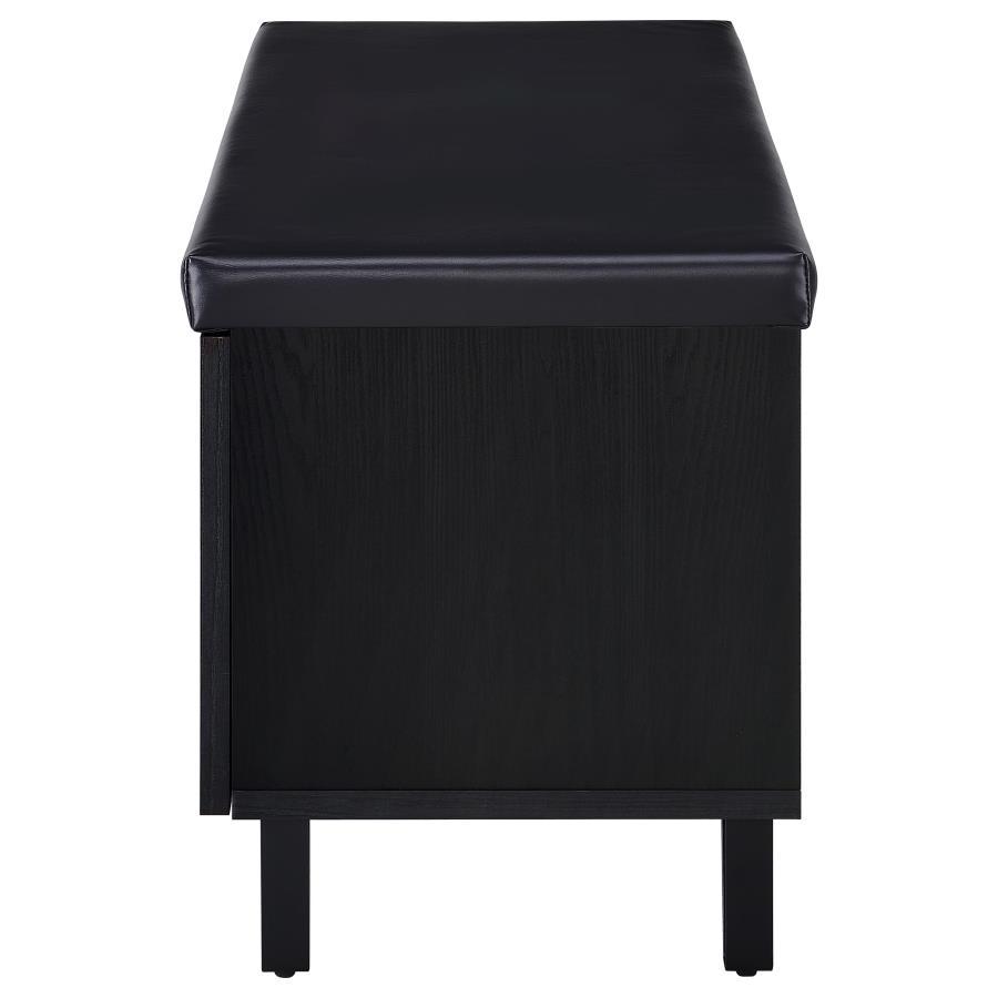 Brixton - 2 - Door Padded Entryway Shoe Storage Bench - Black Storage Bench modern furniture Contempo Furniture