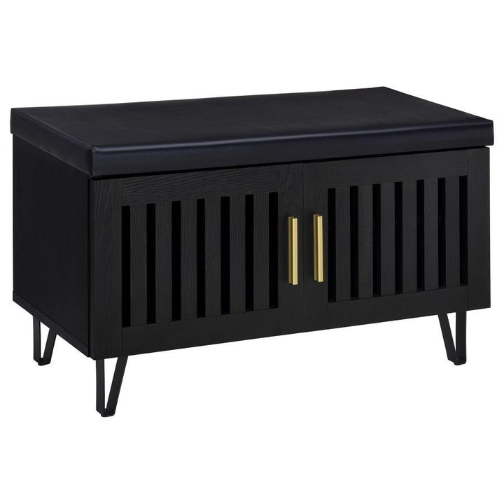 Brixton - 2 - Door Padded Entryway Shoe Storage Bench - Black Storage Bench modern furniture Contempo Furniture