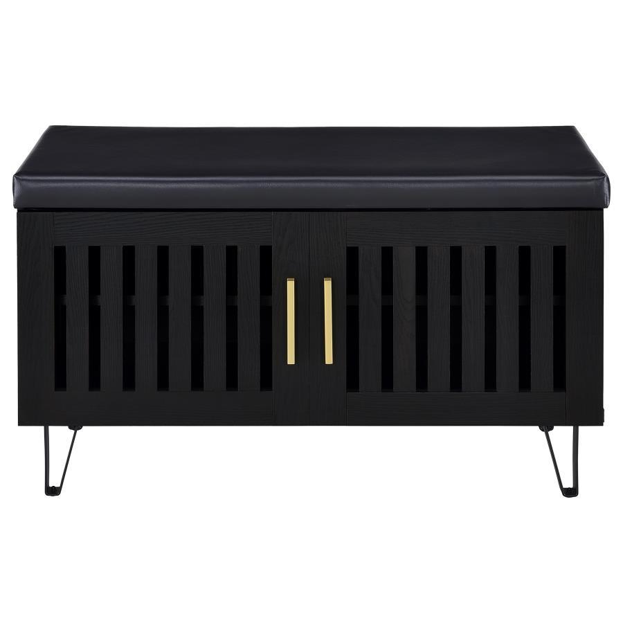 Brixton - 2 - Door Padded Entryway Shoe Storage Bench - Black Storage Bench modern furniture Contempo Furniture