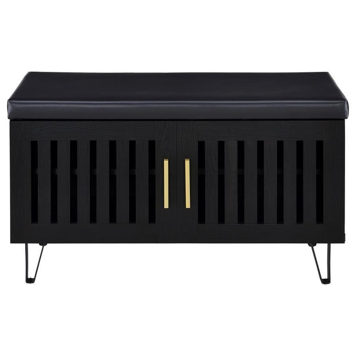 Brixton - 2 - Door Padded Entryway Shoe Storage Bench - Black Storage Bench modern furniture Contempo Furniture