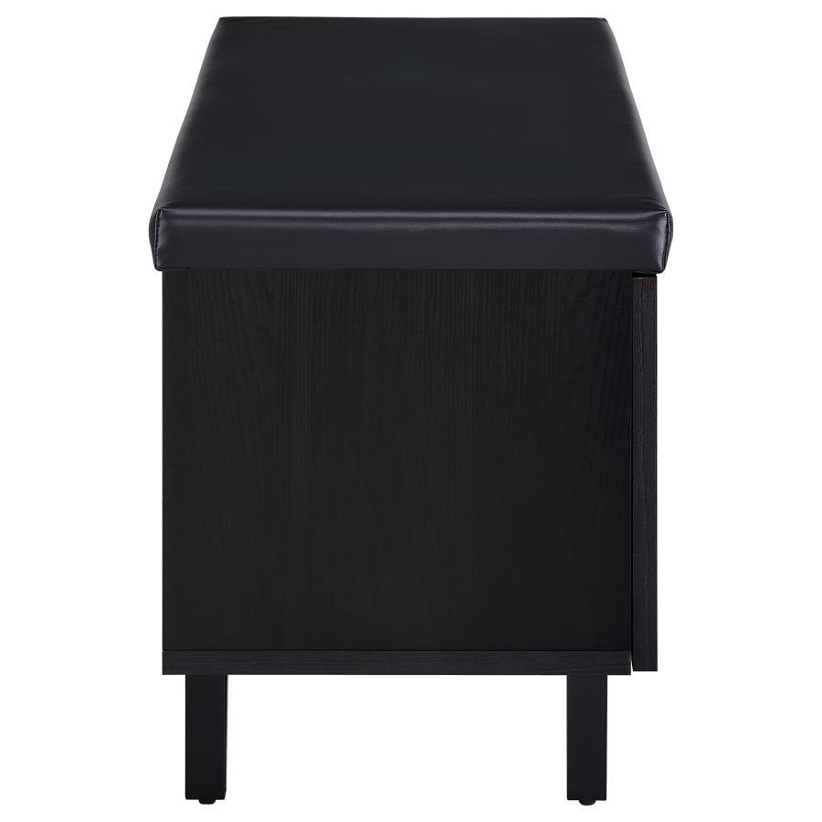Brixton - 2 - Door Padded Entryway Shoe Storage Bench - Black Storage Bench modern furniture Contempo Furniture