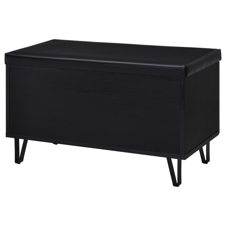Brixton - 2 - Door Padded Entryway Shoe Storage Bench - Black Storage Bench modern furniture Contempo Furniture