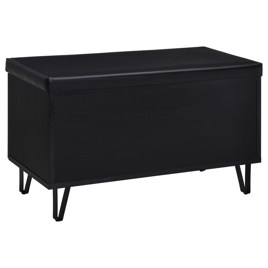 Brixton - 2 - Door Padded Entryway Shoe Storage Bench - Black Storage Bench modern furniture Contempo Furniture
